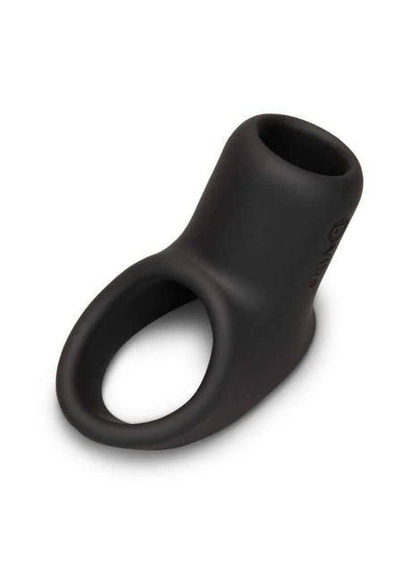 B-Vibe Flex Ring Shaft Silicone Cock Ring & Ball Stretcher Black in smooth, seamless black silicone design.