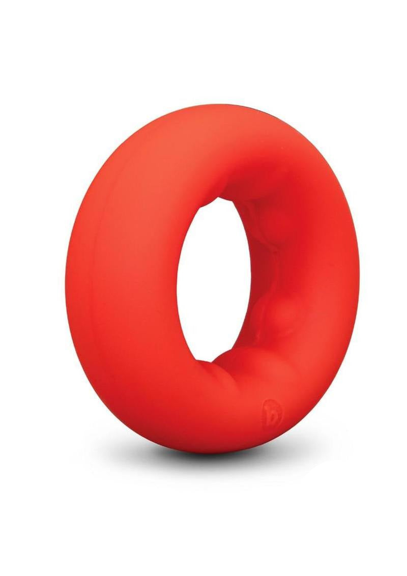 B-Vibe Flex Ring Grip Silicone Cock Ring Red in a smooth, durable design that enhances performance and comfort.