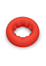 B-Vibe Flex Ring Grip Silicone Cock Ring Red designed for comfort and durability, featuring a smooth finish.