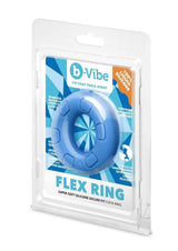 B-Vibe Flex Ring Ultra Soft Silicone Cock Ring Blue packaging with a seamless design and smooth finish.