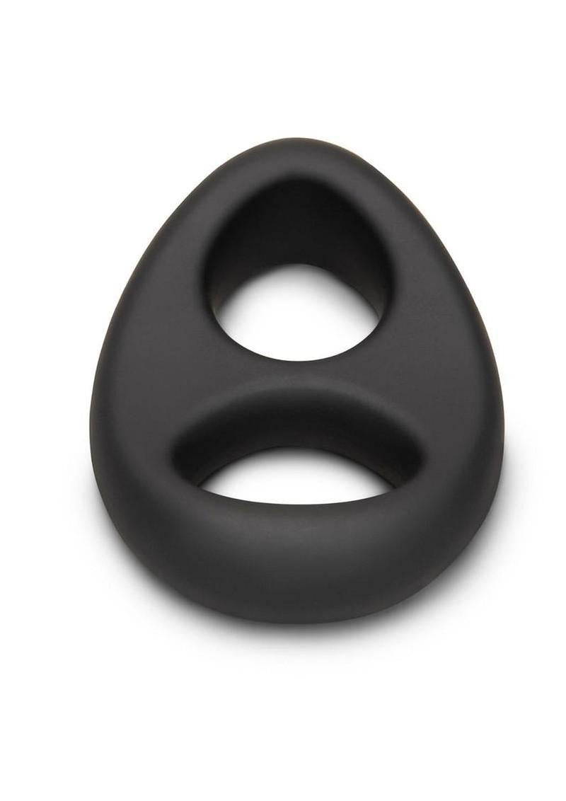 B-Vibe Flex Ring Eight Silicone Cock Ring Black, designed for comfort and durability, shown from above.