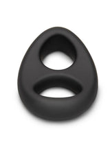 B-Vibe Flex Ring Eight Silicone Cock Ring Black, designed for comfort and durability, shown from above.