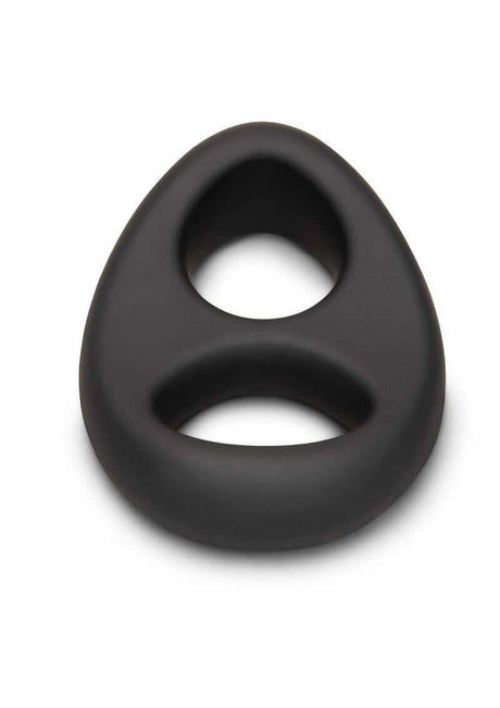 B-Vibe Flex Ring Eight Silicone Cock Ring Black, designed for comfort and durability, shown from above.