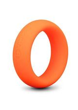 B-Vibe Snug Ring Silicone Cock Ring 40 mm Orange showcasing its skin-like comfort and smooth finish.