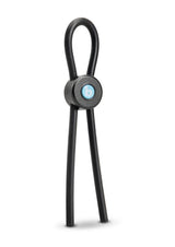 B-Vibe Lasso Grip Adjustable Silicone Cock Ring Black with seamless finish for comfort and durability.