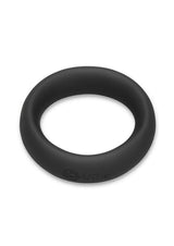 B-Vibe Snug Ring Silicone Cock Ring 45 mm Black on a white background, featuring a smooth and seamless design.