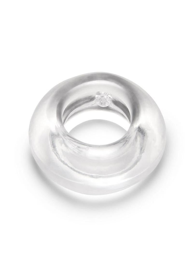 B-Vibe Stretch Tech Choke Cock Ring Clear with a seamless, smooth finish, designed for comfort and durability.