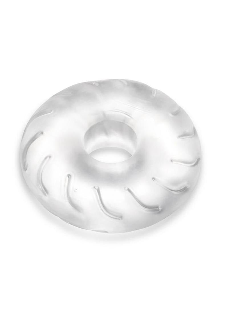 B-Vibe Stretch Tech Drive Ultra Stretchy Cock Ring Clear showcasing its skin-like comfort and smooth finish.