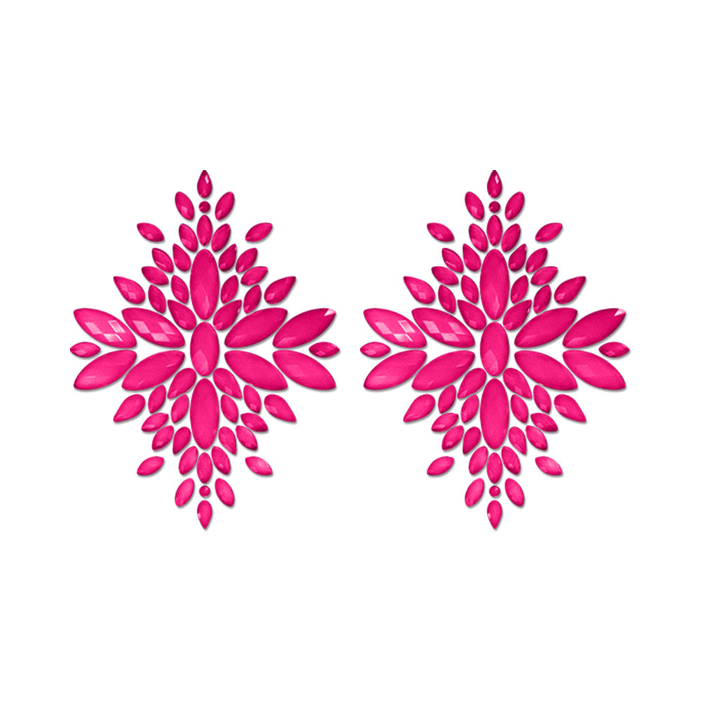 Fantasy Lingerie Glow-In-The-Dark Crystal 1 Pair Jeweled Pasties Neon Pink O/S