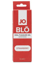JO Blo Oral Pleasure Gel Strawberry 1 Oz product packaging, water-based formula for enhanced pleasure.