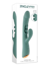 Tapped Out Silicone Vibrator with Stimulator Green