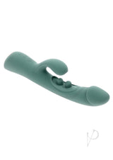 Tapped Out Silicone Vibrator with Stimulator Green - Image 4