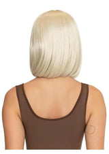 Leg Avenue Angled Bob Wig Blonde viewed from the back, showcasing its smooth, sleek blonde hairstyle.