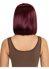Back view of the Leg Avenue Angled Bob Wig Burgundy showcasing its sleek silhouette and rich burgundy tone.