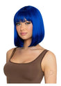 Leg Avenue Angled Bob Wig Blue model wearing a sleek blue angled bob hairstyle.