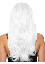 Leg Avenue Long Wavy Wig 27 inch White featuring soft, cascading waves in a stunning white color.