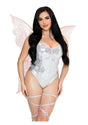 Leg Avenue Iridescent Strapless Fairy Wings OS Pink worn by a model in a shimmering costume with wings.