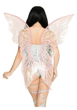 Leg Avenue Iridescent Strapless Fairy Wings OS Pink showcased from the back, highlighting their shimmering design.
