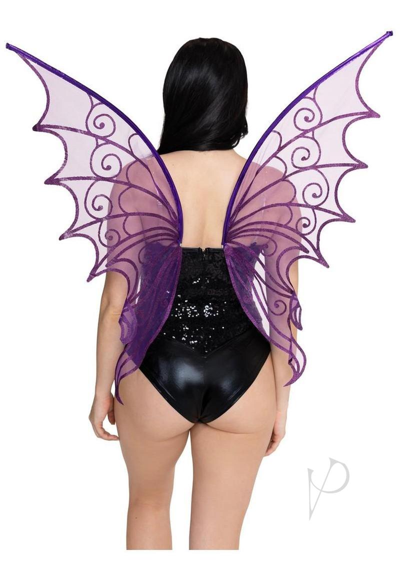 Leg Avenue Glitter Strapless Pixie Wings One Size Purple showcasing shimmering purple wings for fantasy costumes.