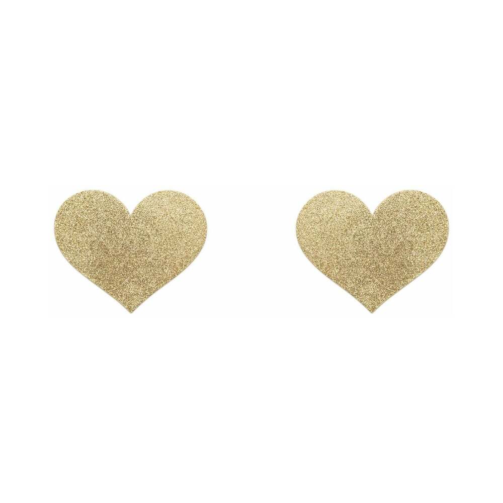 Bijoux Indiscrets Flash Reusable Glitter Pasties Heart Gold