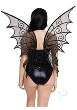 Leg Avenue Glitter Strapless Pixie Wings O/S Black showcasing delicate, sparkly wings on a model.