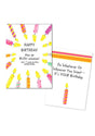 Naughty Greeting Card Happy Birthday Now Go Blow featuring colorful candles and playful text.