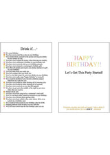 Greeting Card Drink If Card Game features dares and birthday message for party fun.