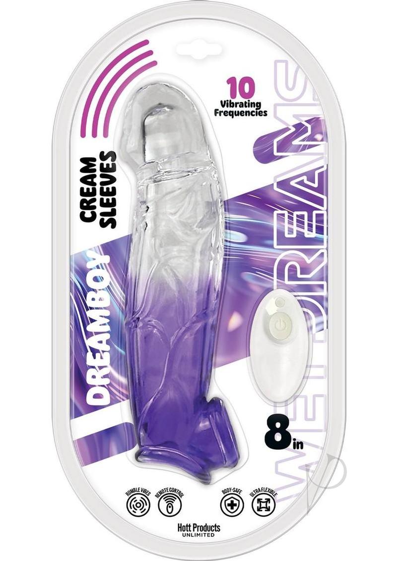 Wet Dreams Dreamboy Vibrating Penis Sleeve 8 Inch Purple