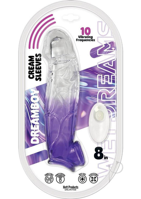 Wet Dreams Dreamboy Vibrating Penis Sleeve 8 Inch Purple
