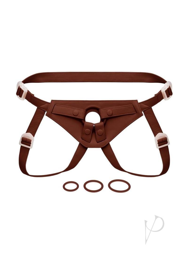 Together NudeFit FlexCurv Adjustable Harness Chocolate in rich chocolate color with accessories.