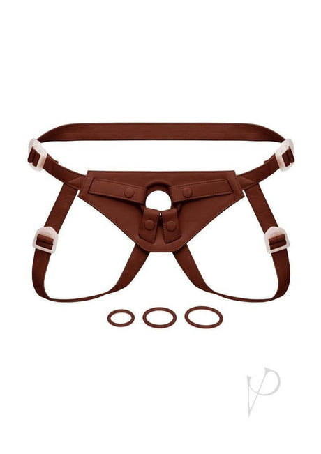 Together NudeFit FlexCurv Adjustable Harness Chocolate in rich chocolate color with accessories.