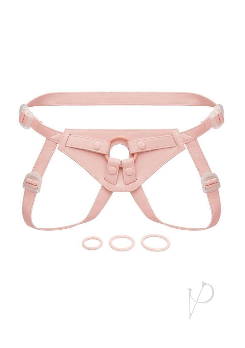 Together NudeFit FlexCurv Adjustable Harness Vanilla in soft pink, featuring adjustable straps and rings for a secure fit.