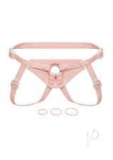 Together NudeFit FlexCurv Adjustable Harness Vanilla in soft pink, featuring adjustable straps and rings for a secure fit.