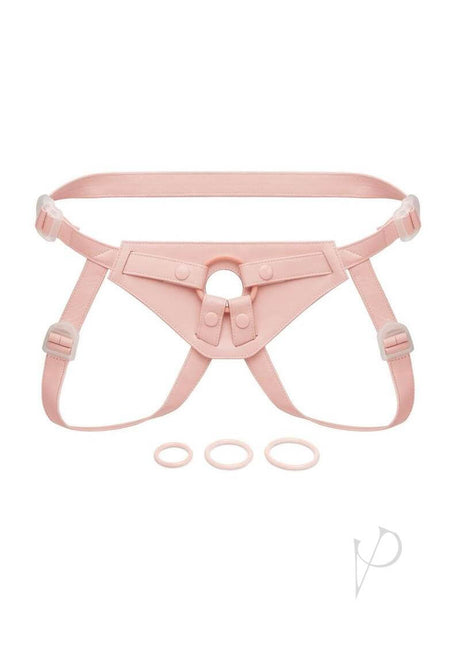 Together NudeFit FlexCurv Adjustable Harness Vanilla in soft pink, featuring adjustable straps and rings for a secure fit.