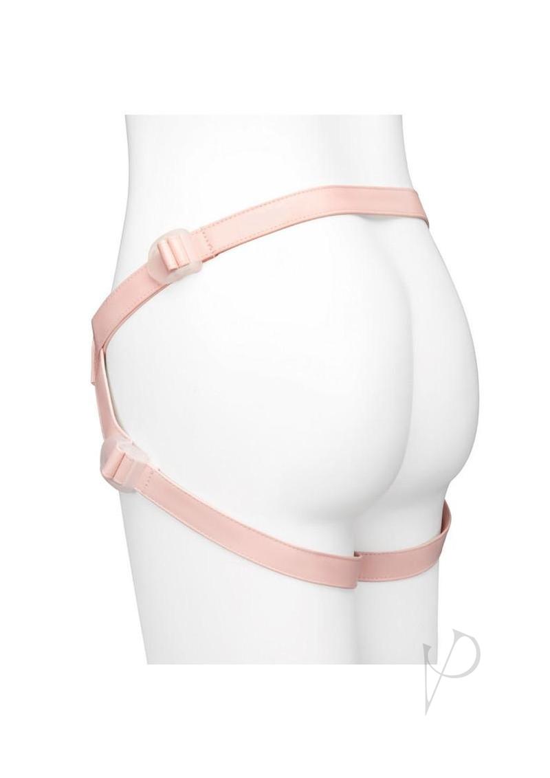 Together NudeFit FlexCurv Adjustable Harness Vanilla showcased on a mannequin, highlighting its adjustable straps and soft design.