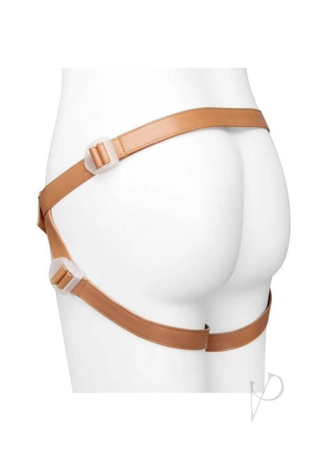 Together NudeFit FlexCurv Adjustable Harness Caramel showcased on a model from the back, highlighting its comfortable fit.