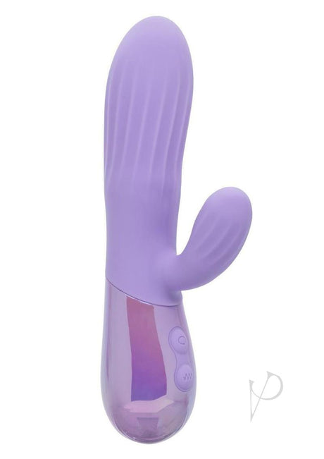 Aura Rotating Ripple Silicone Dual Massager Purple with soft texture and dual motors for targeted pleasure.