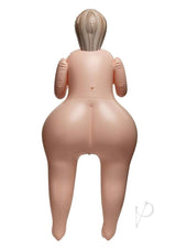 Back view of Fuck Dolls Heavy Heather Inflatable Doll Vanilla showcasing its voluptuous shape and curves.