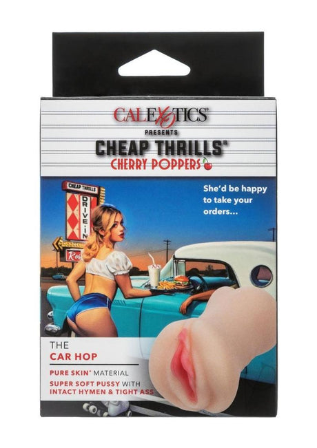 Cheap Thrills Cherry Poppers The Car Hop Stroker Vanilla packaging with Pure Skin material for ultimate pleasure.