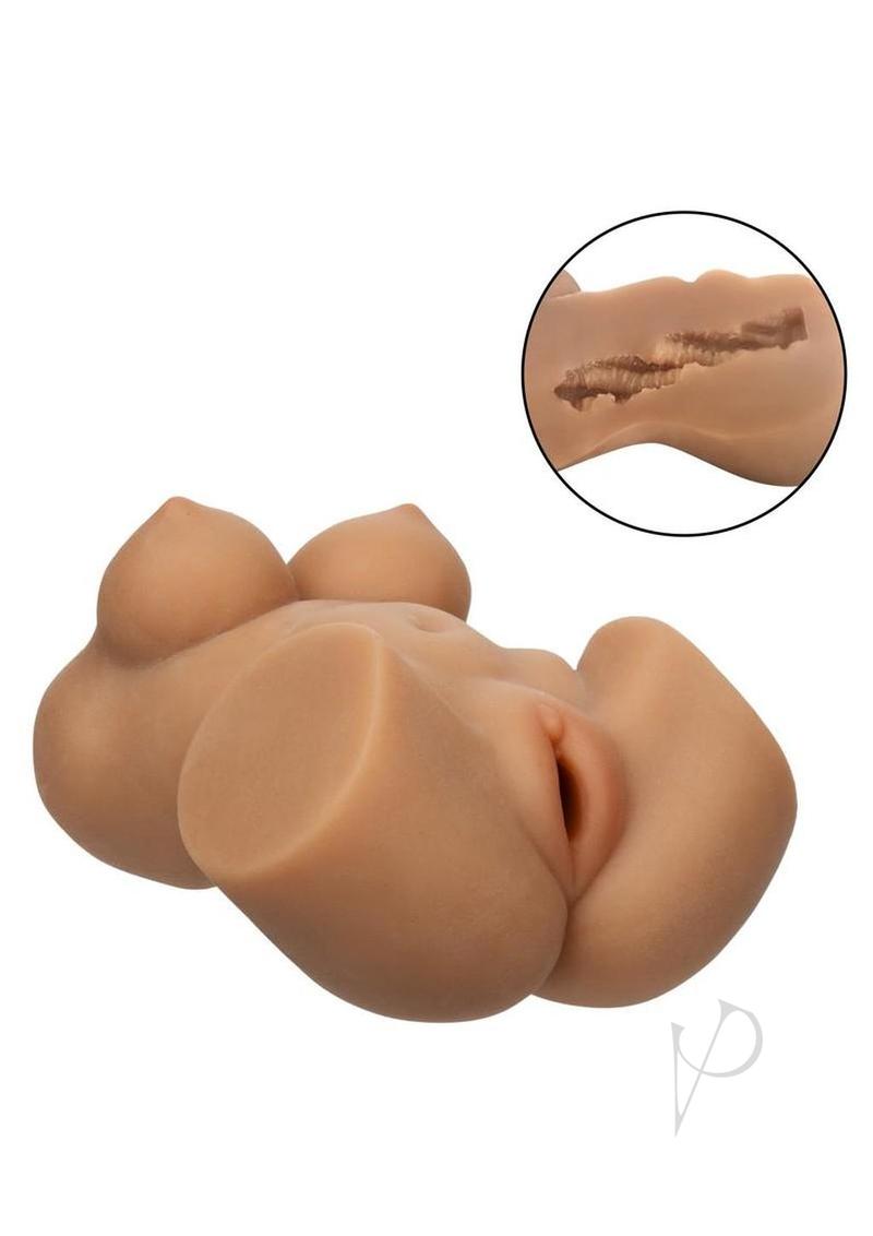 Cheap Thrills The Aerobics Instructor Stroker Pussy Caramel realistic design with pink details and textured interior.