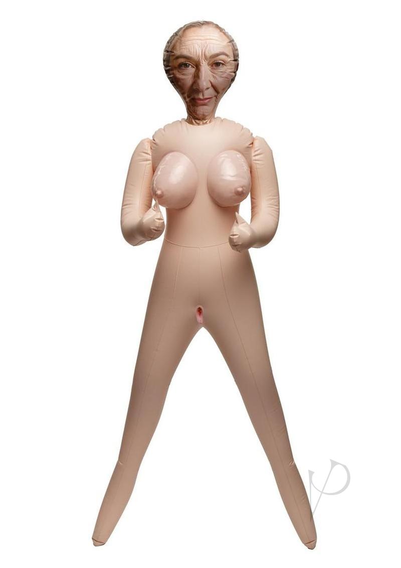 Fuck Dolls Horny Granny Inflatable Doll Vanilla with life-size design and playful features for adult fun.