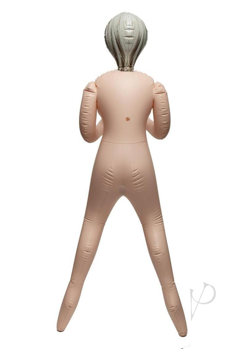 Fuck Dolls Horny Granny Inflatable Doll Vanilla viewed from behind, showcasing its life-size design and playful charm.