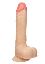Working Stiff The Vibrating Surfer Vibrating Dildo Vanilla displayed on a white background, showcasing its lifelike design.