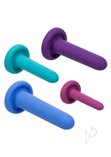 Dilators Silicone Intermediate Set 4 Piece Assorted displayed in four vibrant colors for comfortable exploration.