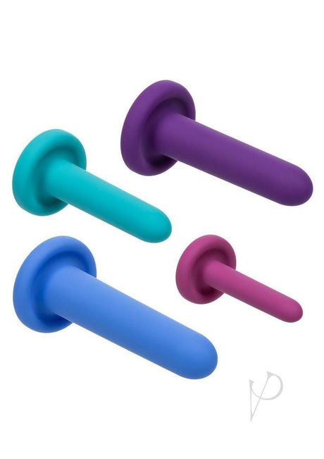 Dilators Silicone Intermediate Set 4 Piece Assorted displayed in four vibrant colors for comfortable exploration.