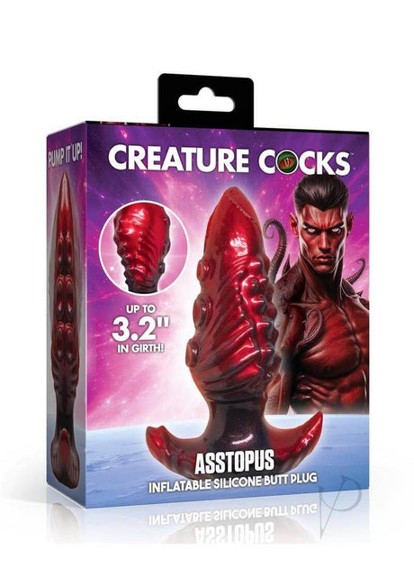 Creature Cocks Asstopus Inflatable Anal Plug Large packaging with bold graphics and pump information.