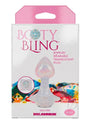 Booty Bling Jeweled Silicone Anal Plug Small Clear package featuring a translucent plug and jeweled detail.