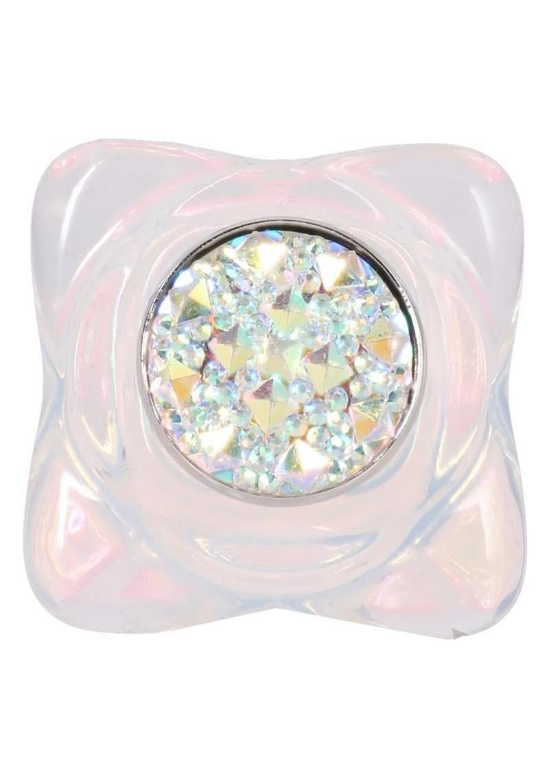 Booty Bling Jeweled Silicone Anal Plug Small Clear featuring a glittering crystal base in a premium silicone design.