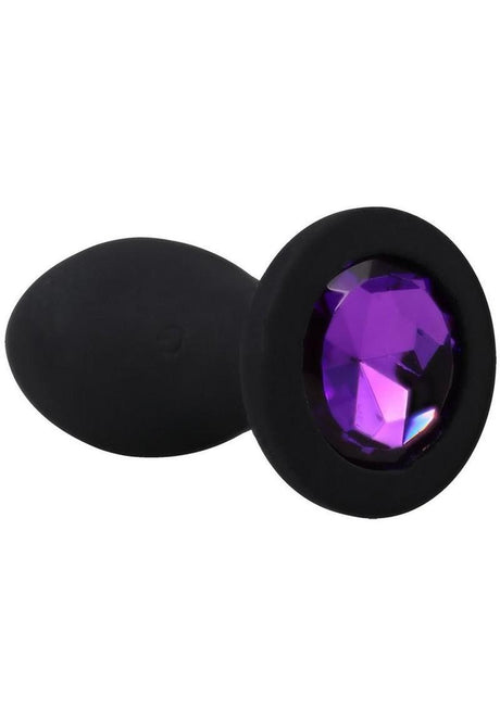 Booty Bling Jeweled Wearable Vibrating Plug 3 inch Purple - Image 3