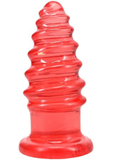 Crystal Jellies Anal Twist Plug 7 inches Pink featuring sculpted ridges for layered stimulation.